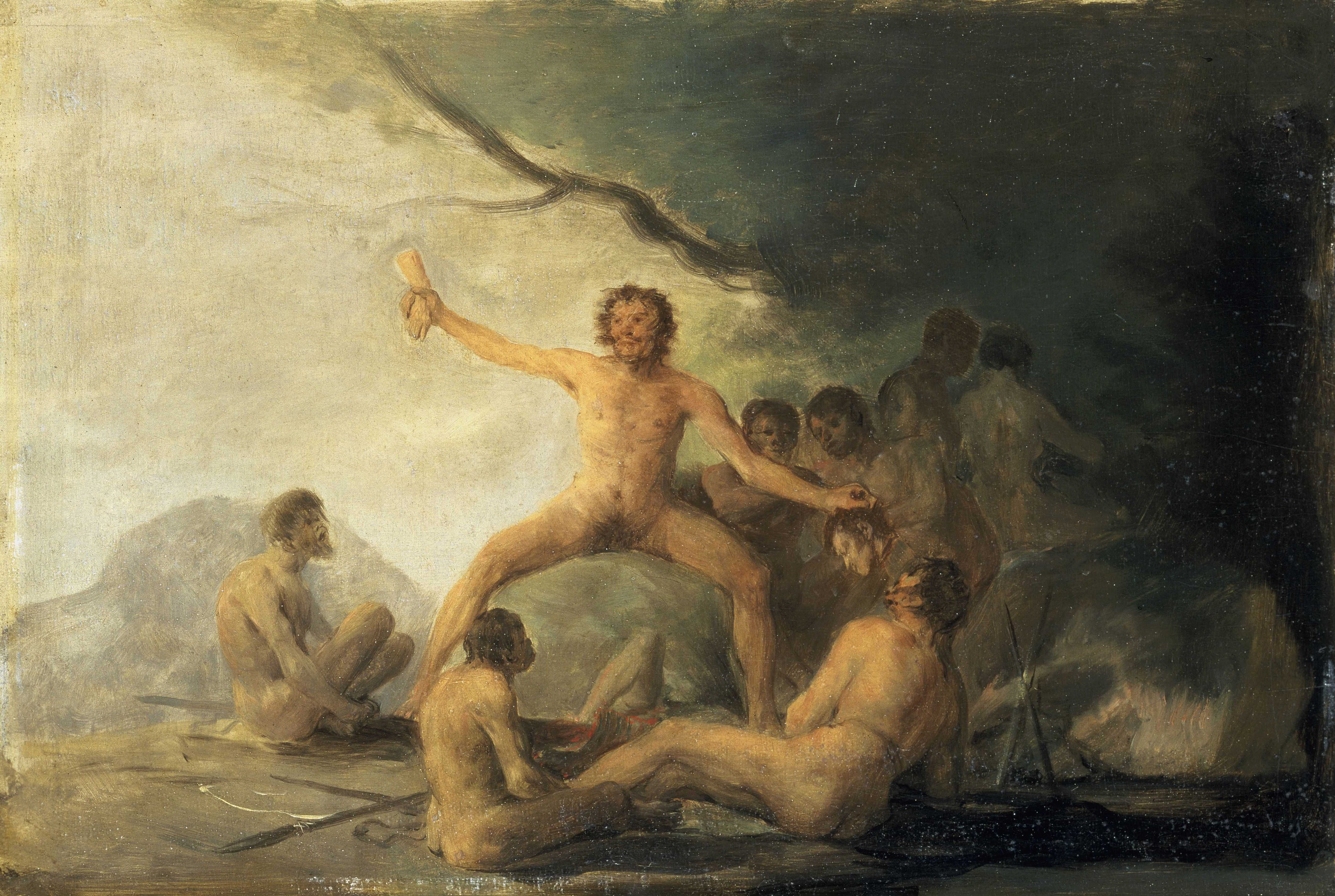 Reproduction du tableau « Cannibales contemplant des restes humains - Francisco de Goya » par Alpha Reproduction en peinture à l’huile