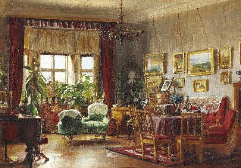 Inredning av konstnärens barndomshem på Strandgade 30 i Christianshavn, - Peder Severin Krøyer