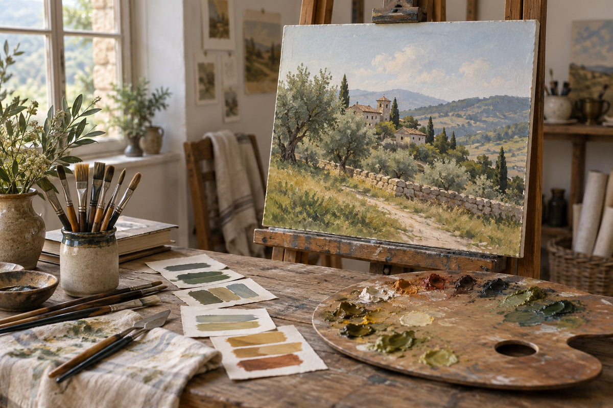 Illustration générée par IA : palette et tableau imaginaires