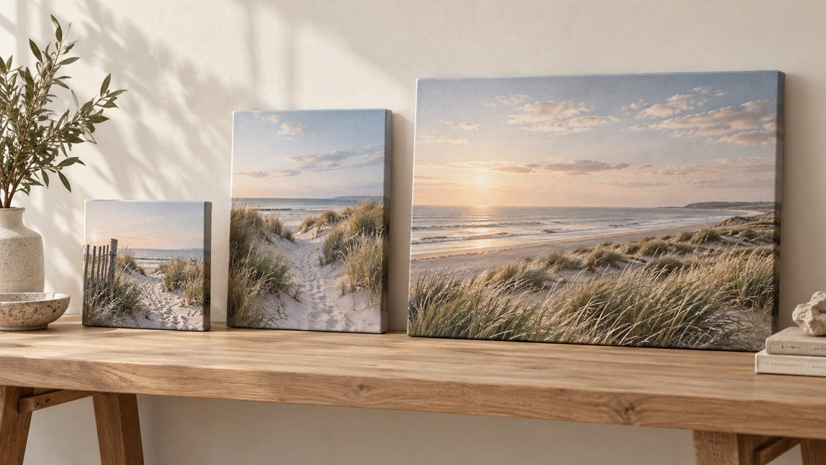 Illustration générée de trois toiles photo de formats carré, vertical et horizontal