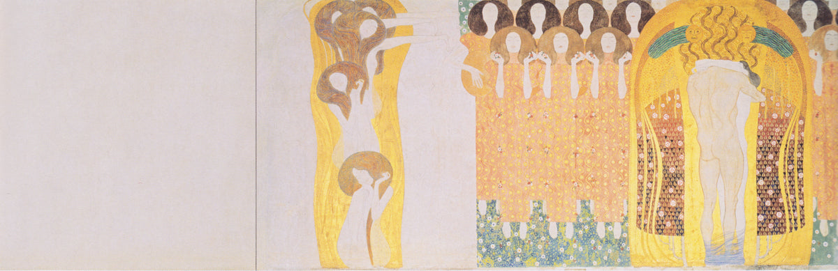Gustav Klimt, Frise Beethoven, chœur final et couple enlacé