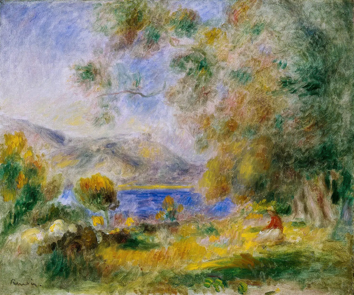 Près de Cagnes - Pierre-Auguste Renoir, paysage tardif peint à Cagnes-sur-Mer, reproduction peinte à la main à l'huile sur toile par Alphà Reproduction