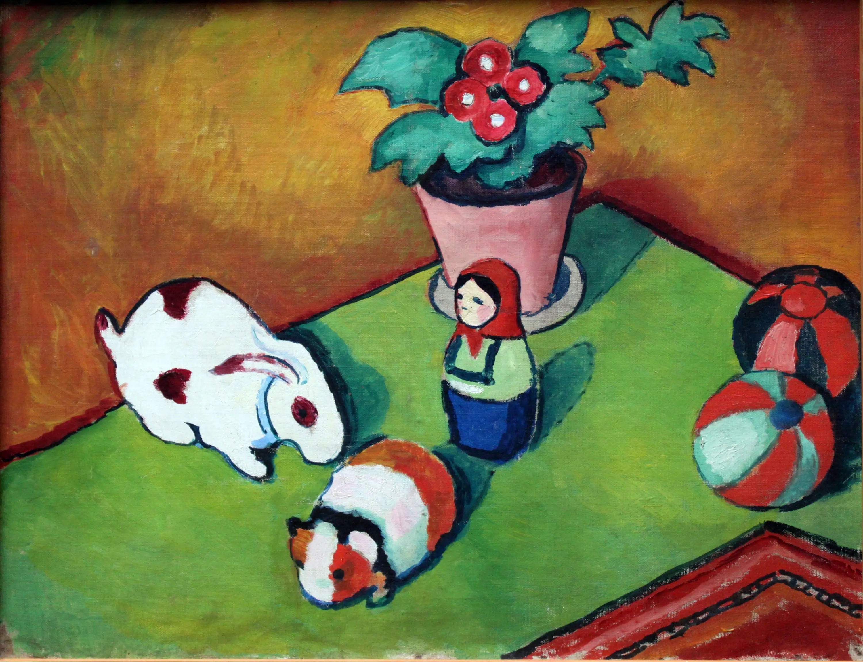 Reproduction du tableau « Les jouets du petit Walter - August Macke » par Alpha Reproduction en peinture à l’huile