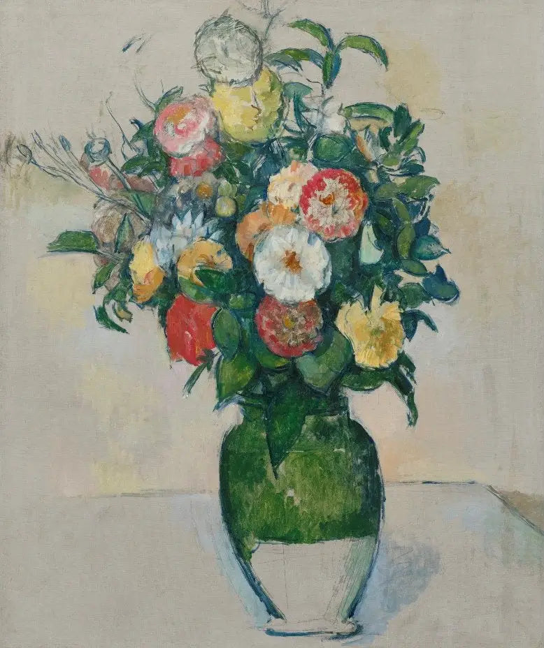 Reproduction du tableau « Fleurs dans un pot d'olives - Paul Cézanne » par Alpha Reproduction en peinture à l’huile