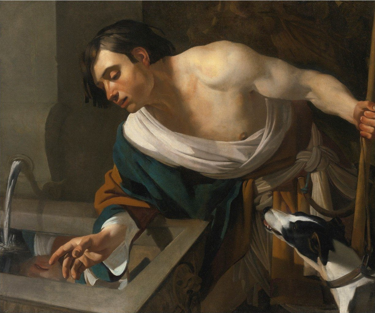 Narcisse contemplant son reflet - Dirck van Baburen