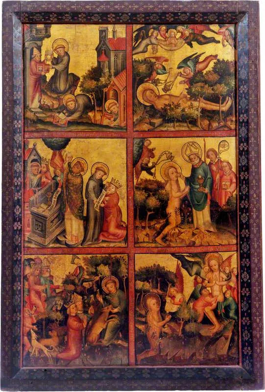 3 scener ur helgon Gilles liv; 3 scener ur helgon Marie-Magdalenas liv (triptyk, yttre högra panelen) - Mästare Bertram