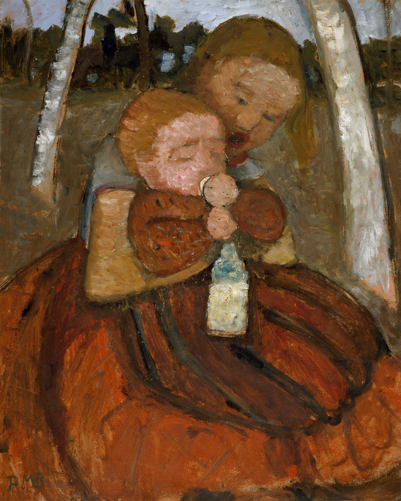 Girl with a Baby Among Birch Trees (1905) - Paula Modersohn-Becker