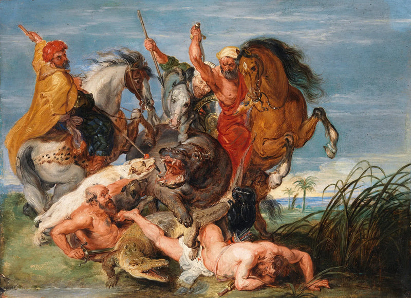 En jakt på flodhäst och krokodil - Peter Paul Rubens