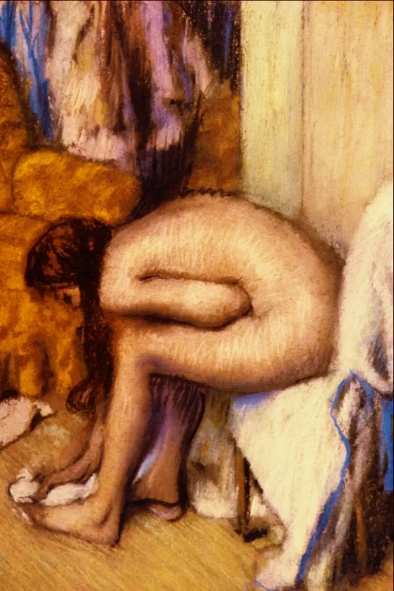 Kvinna vid sin toalett som torkar sin vänstra fot - Edgar Degas