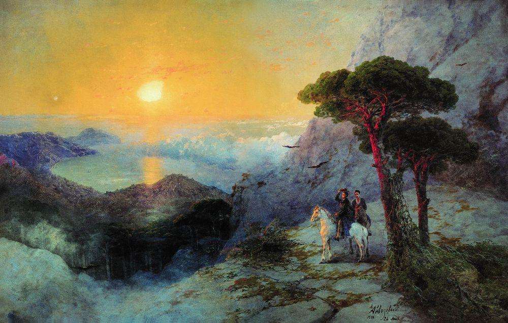 Alexandre Pouchkine au sommet d'Aï-Petri au lever du soleil - Ivan Aïvazovski