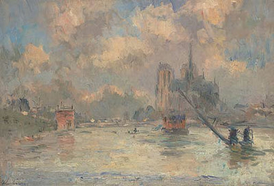 Notre-Dame de Paris et la Seine pendant l'inondation de 1910 - Albert Lebourg
