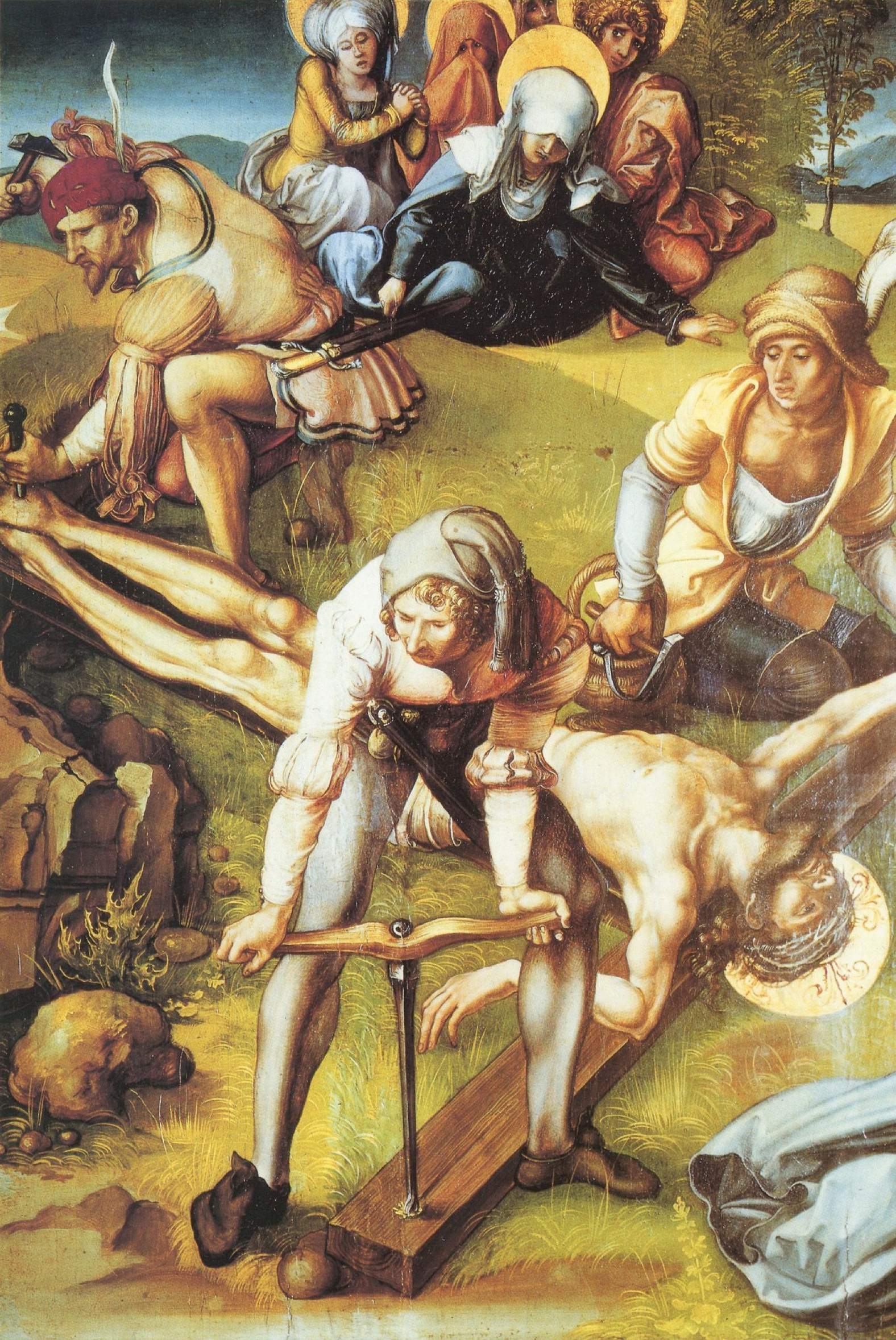 Retabel av Mater Dolorosa, scen: Kristus spikad på korset - Albrecht Dürer