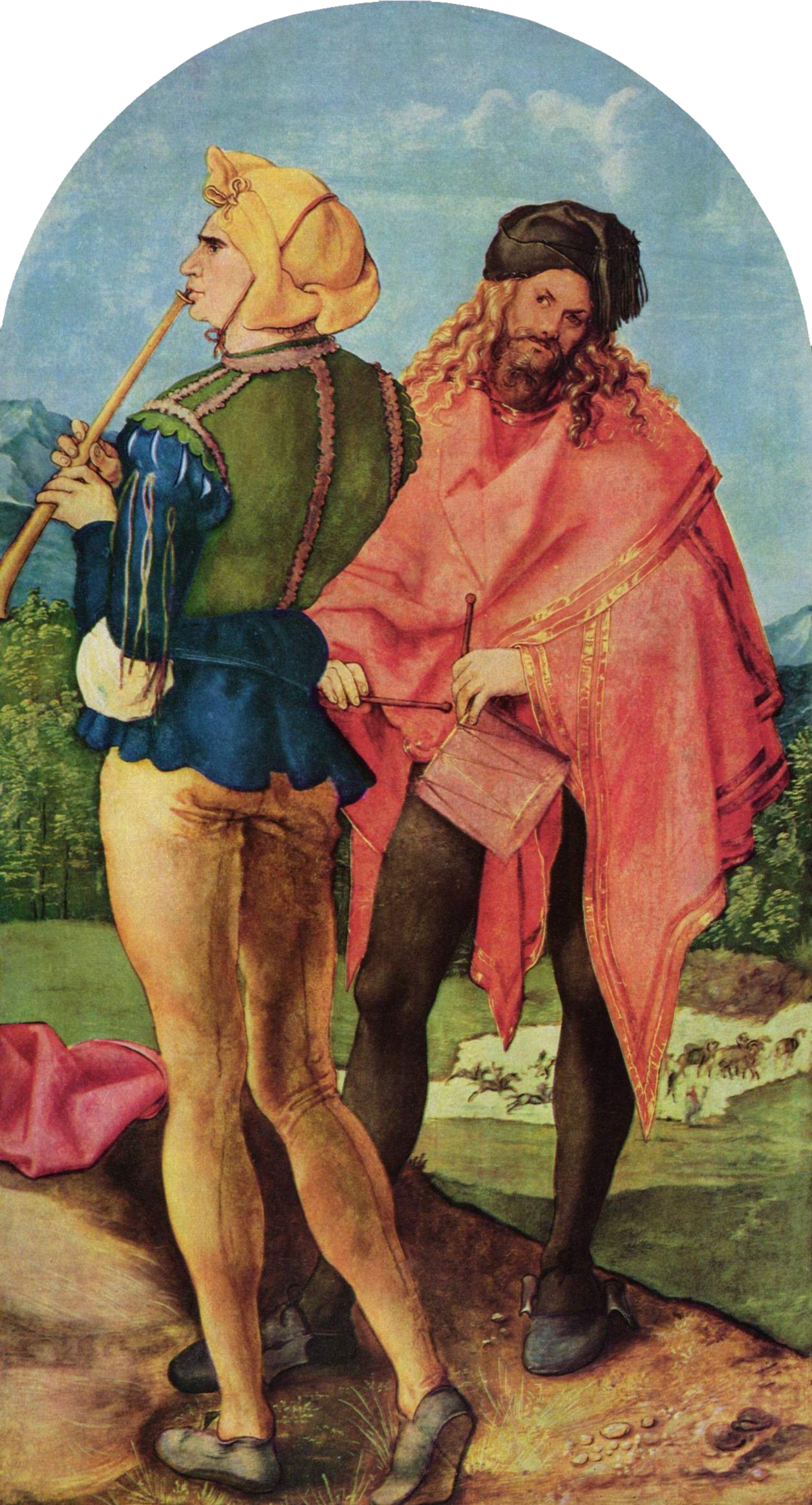 Jabach-altaret: säckpipe- och trumspelare - Albrecht Dürer