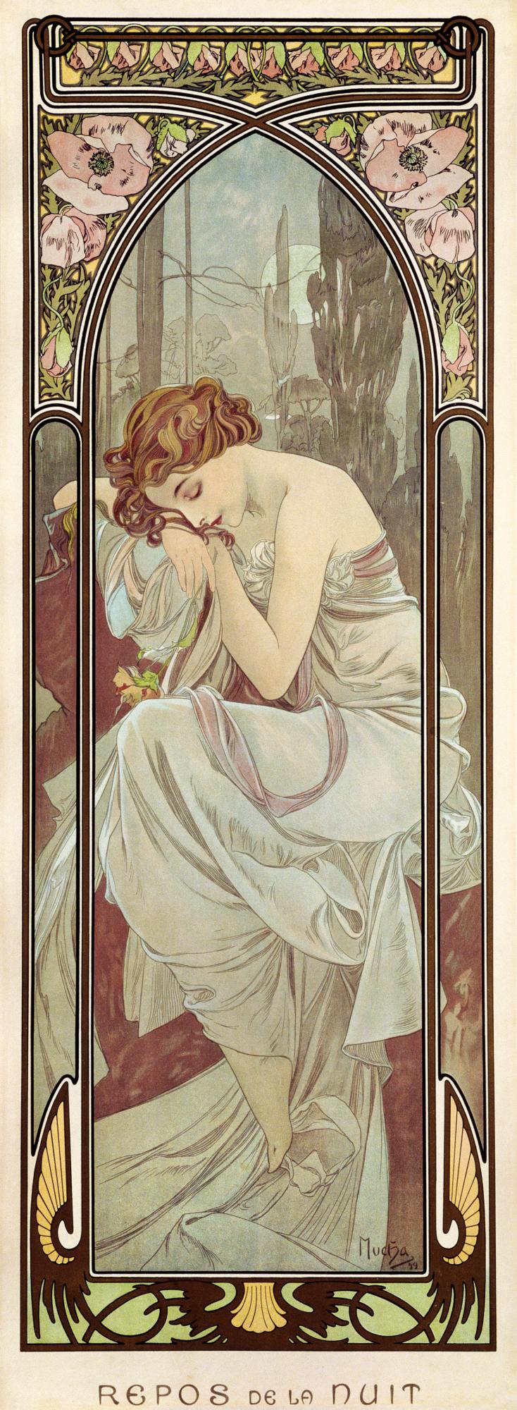 Les Heures du jour : le Repos de la nuit — Alphonse Mucha