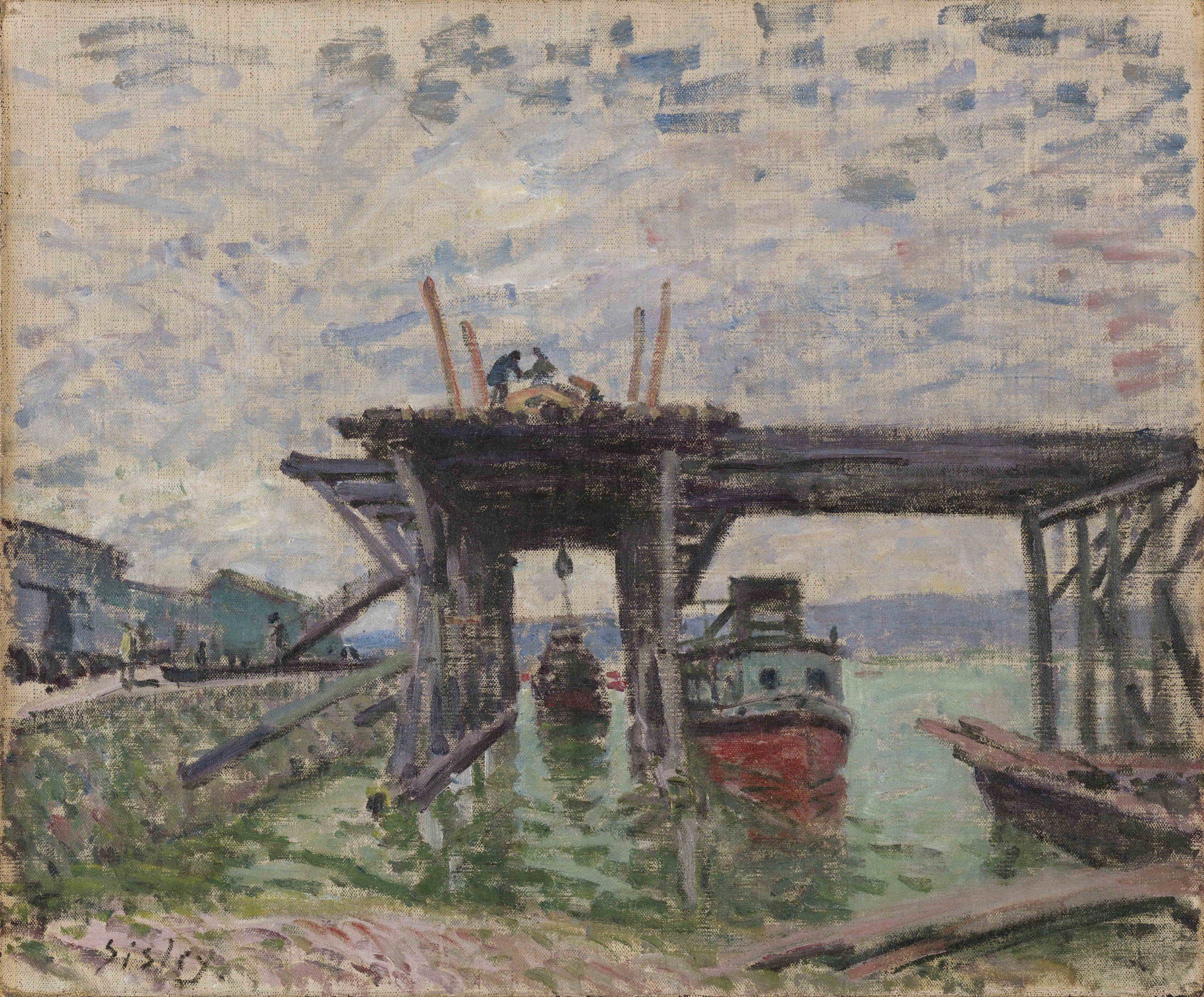 Reproduction du tableau « Le garage des bateaux-mouches - Alfred Sisley » par Alpha Reproduction en peinture à l’huile