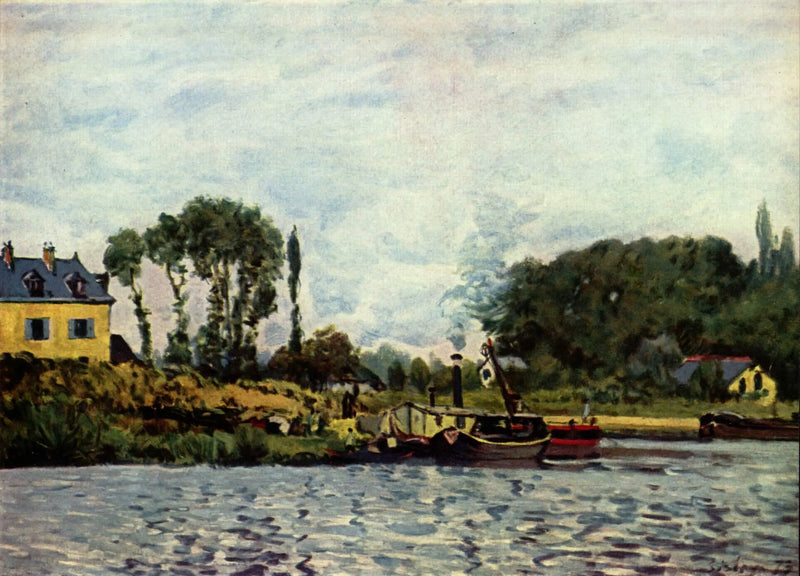 Båtar vid slussen i Bougival - Alfred Sisley