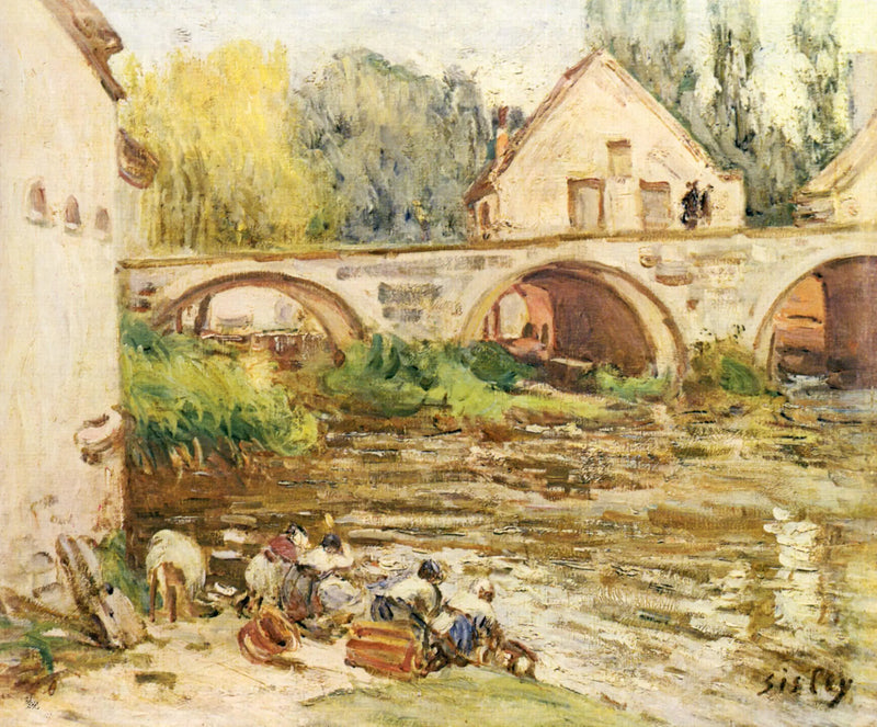 Tvättare i Moret - Alfred Sisley
