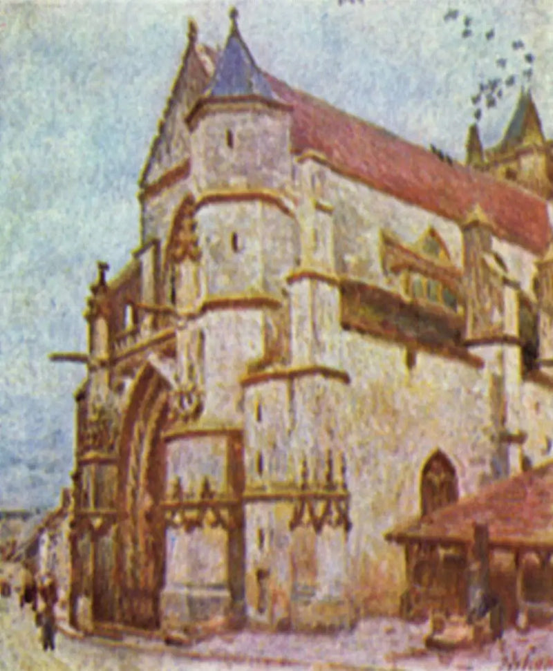 Morets kyrka, eftermiddagen - Alfred Sisley