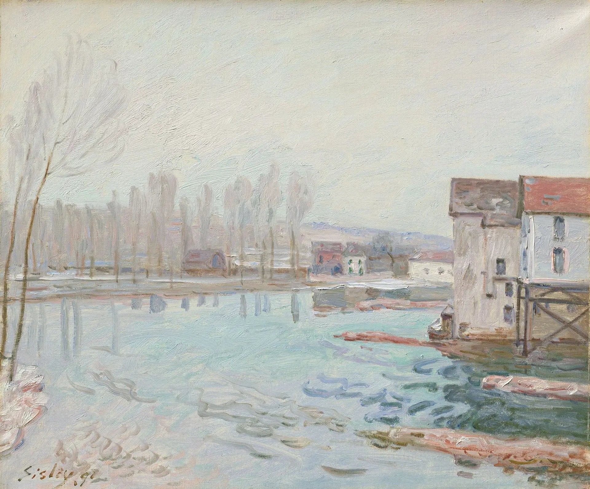 Reproduction du tableau « Moret en hiver - Alfred Sisley » par Alpha Reproduction en peinture à l’huile