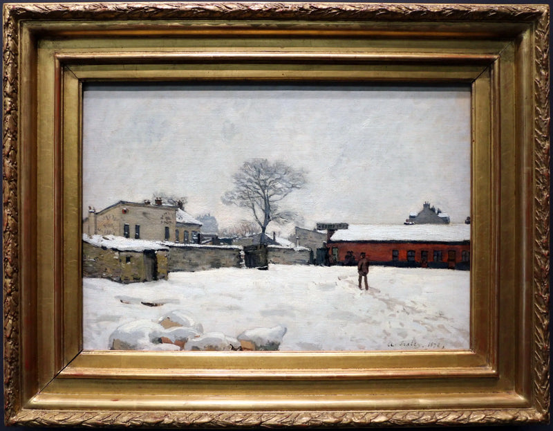 Under snön: gårdsplan i Marly-le-Roi - Alfred Sisley