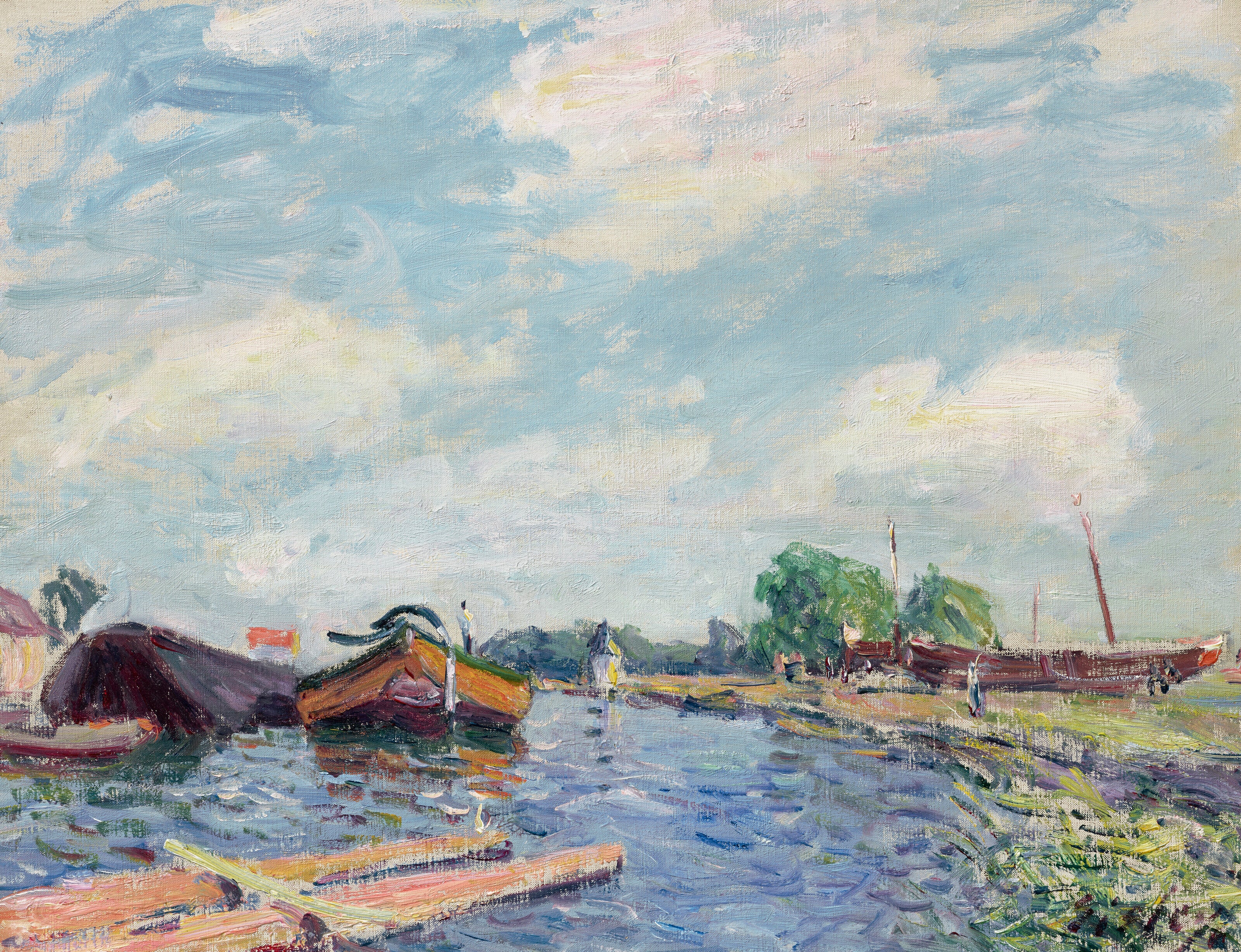 Reproduction du tableau « Canal du Loing à Saint-Mammès - Alfred Sisley » par Alpha Reproduction en peinture à l’huile