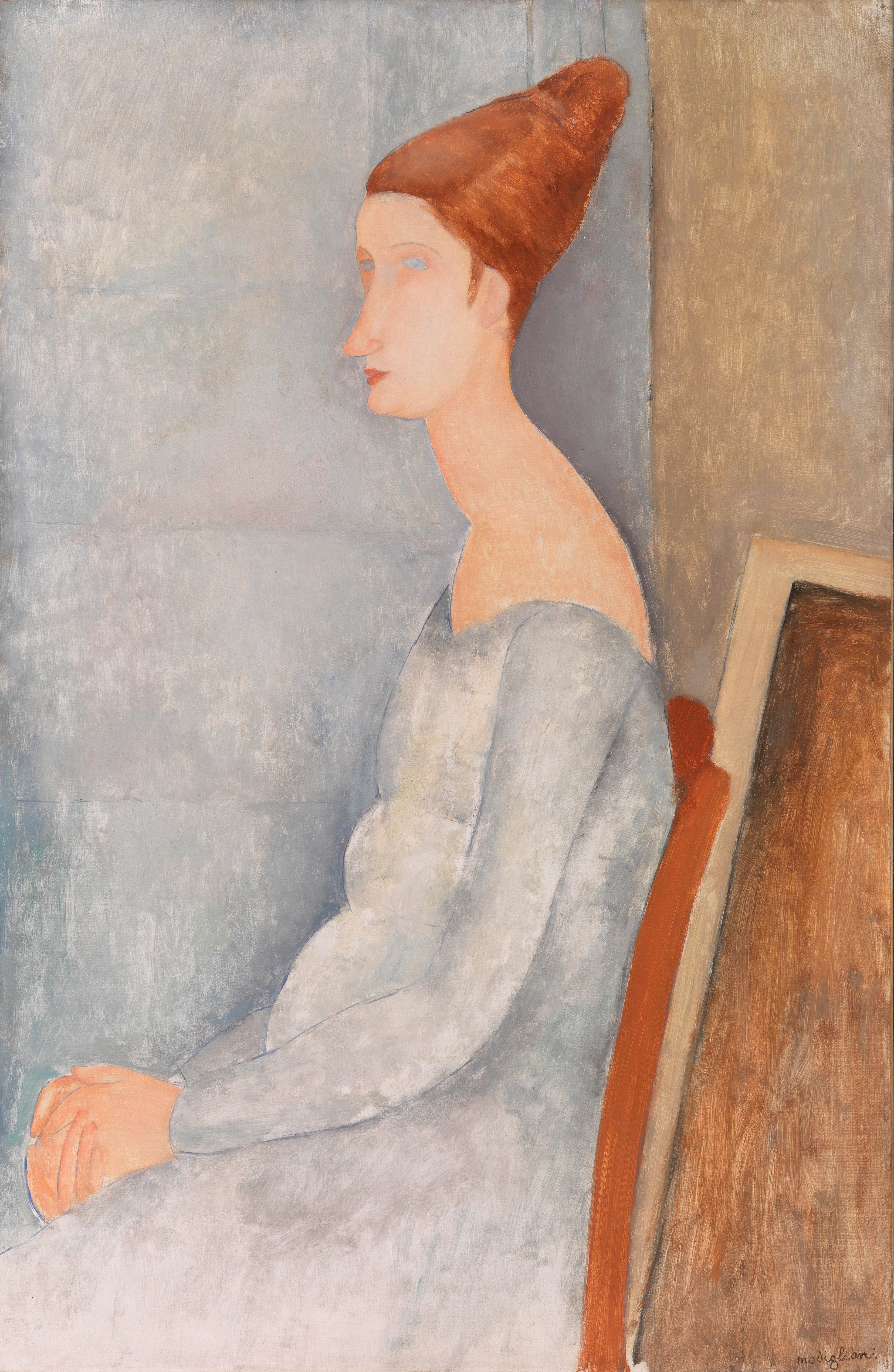 Reproduction du tableau « Portrait de Jeanne Hébuterne - Amedeo Modigliani » par Alpha Reproduction en peinture à l’huile