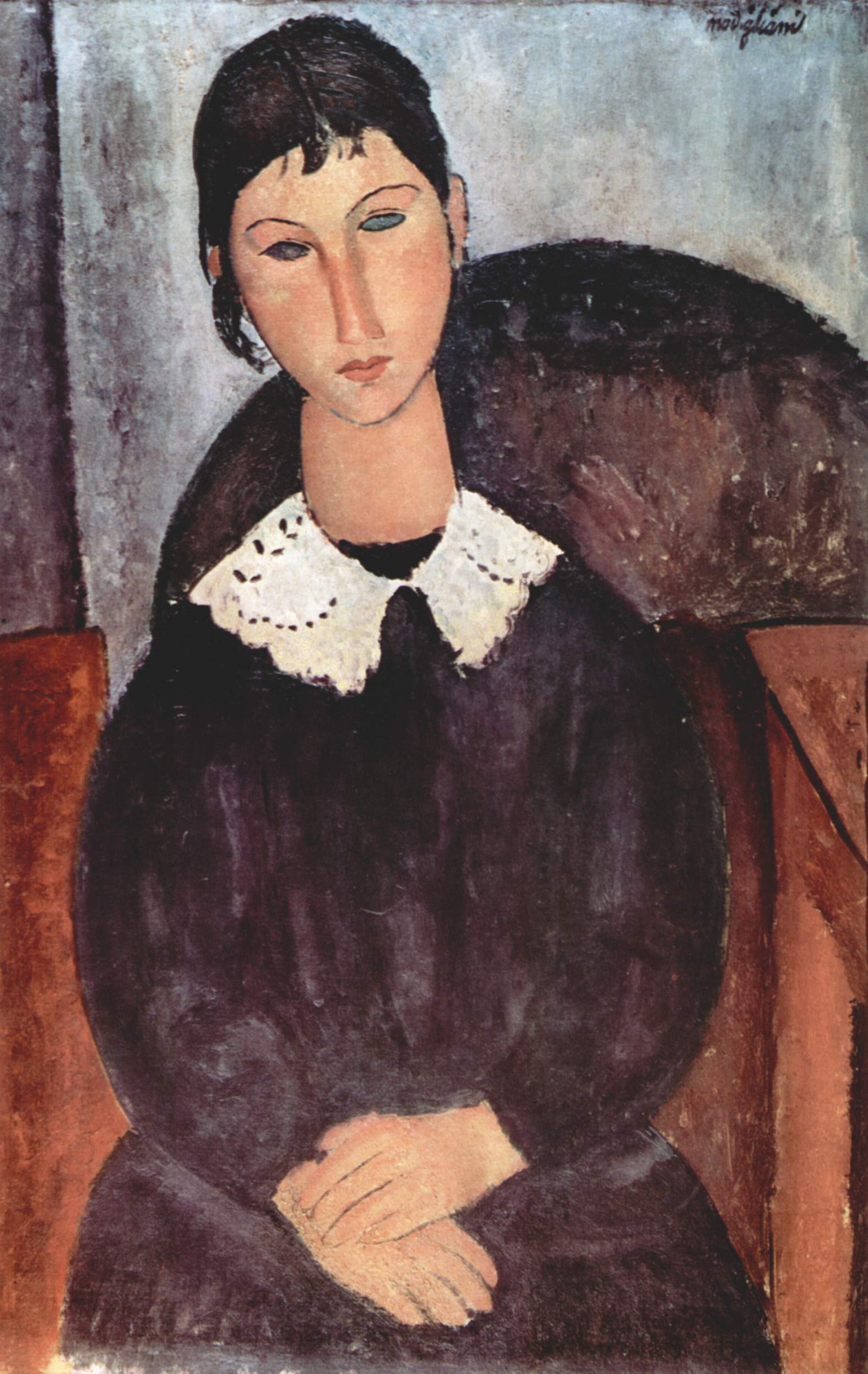 Reproduction du tableau « Elvire au col blanc - Amedeo Modigliani » par Alpha Reproduction en peinture à l’huile