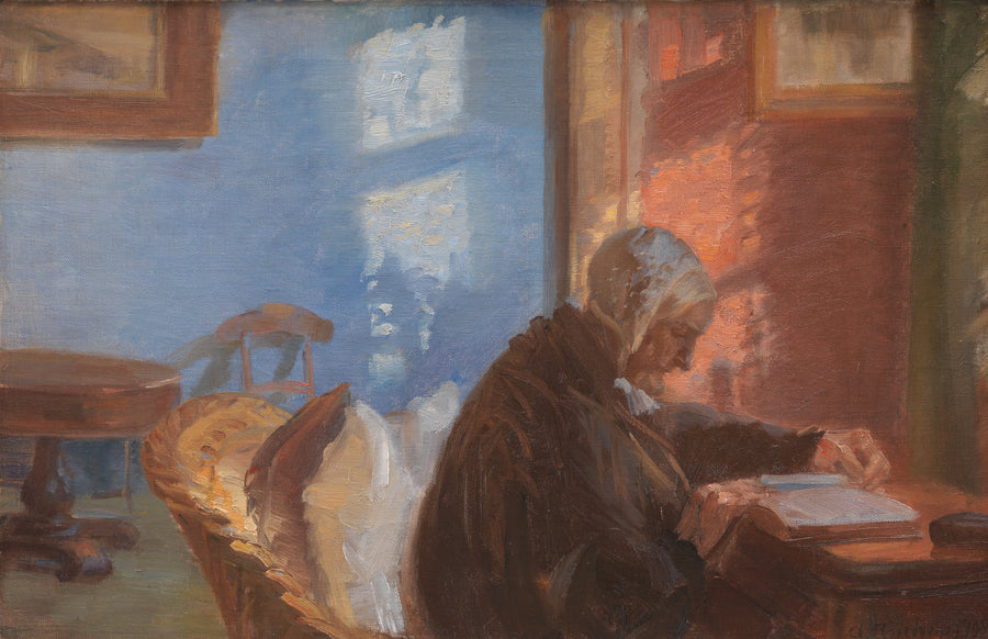 Konstnärens mor Ane Hedvig Brøndum i det röda rummet - Anna Ancher