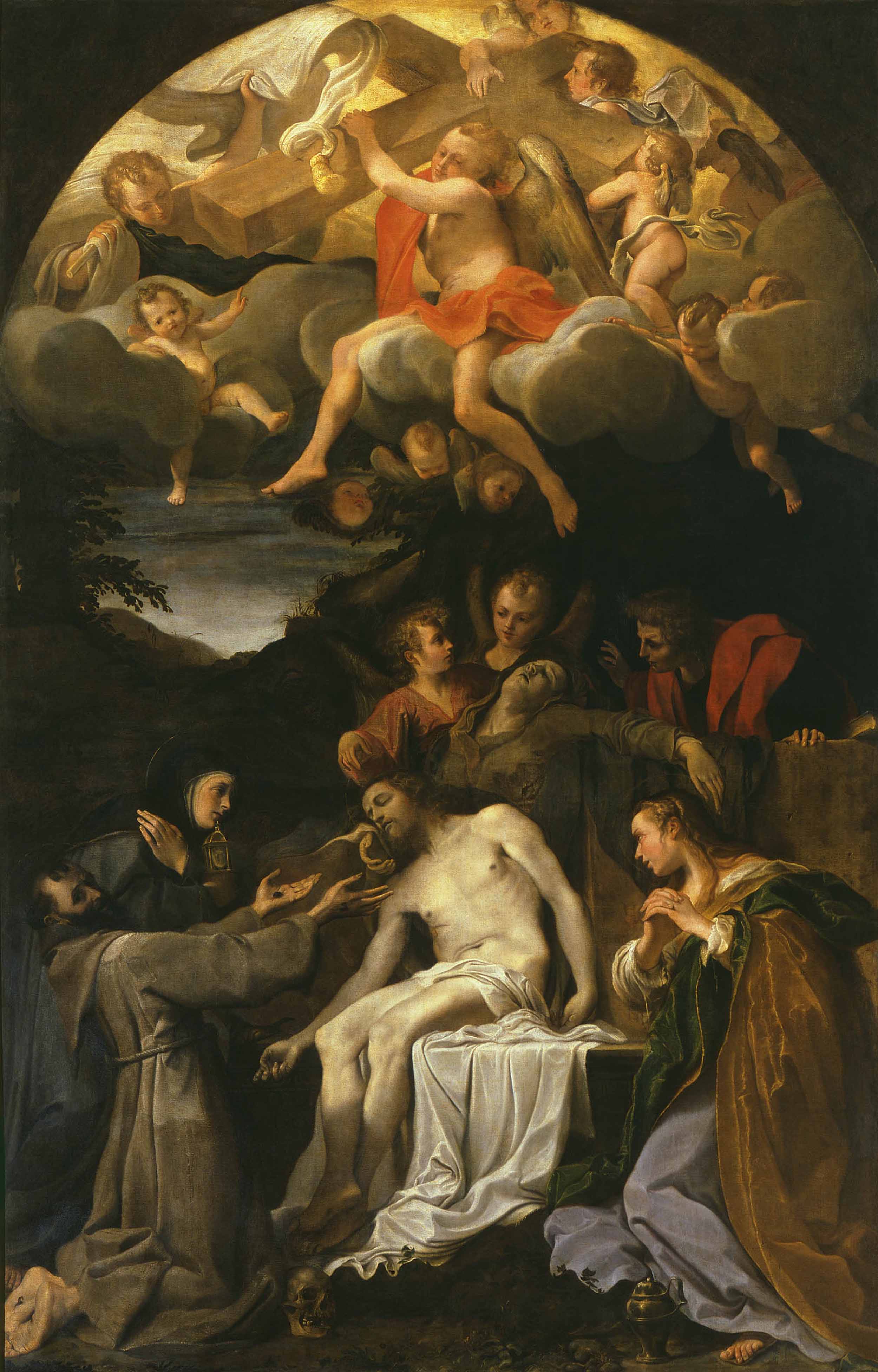 Déposition avec la Vierge et les saints Claire, François, Madeleine et Jean - Annibale Carracci