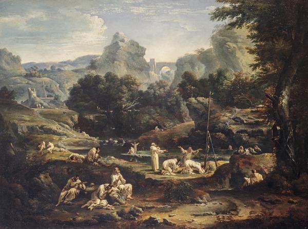 Landskap med munkar - Sebastiano Ricci