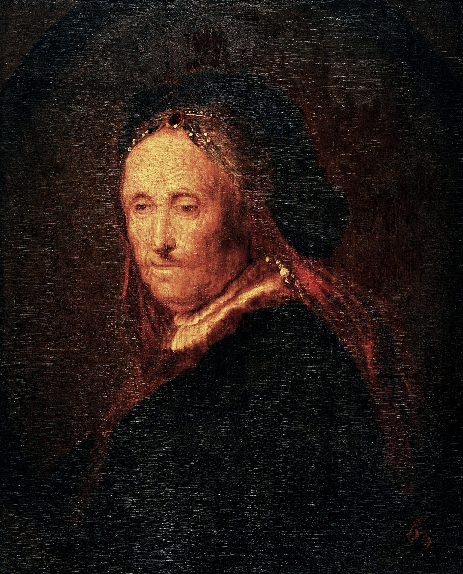 Reproduction du tableau « Vieille femme en costume oriental (Portrait de la mère de Rembrandt). - Rembrandt » par Alpha Reproduction en peinture à l’huile