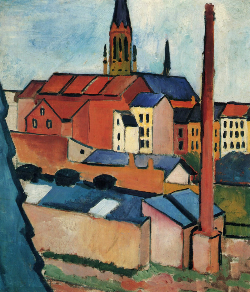 Sainte-Marie med hus och skorsten (Bonn) - August Macke