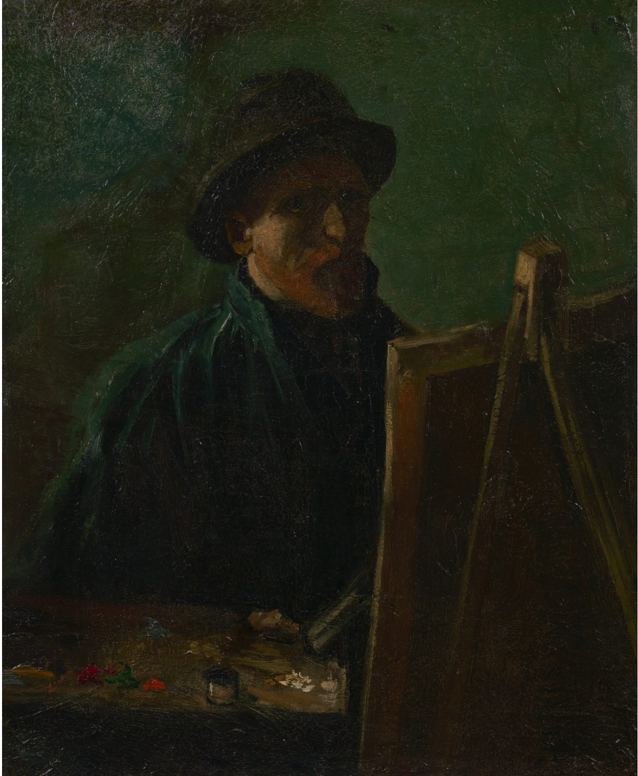🎩 Självporträtt med mörk filthatt vid staffliet – Vincent van Gogh (1886)