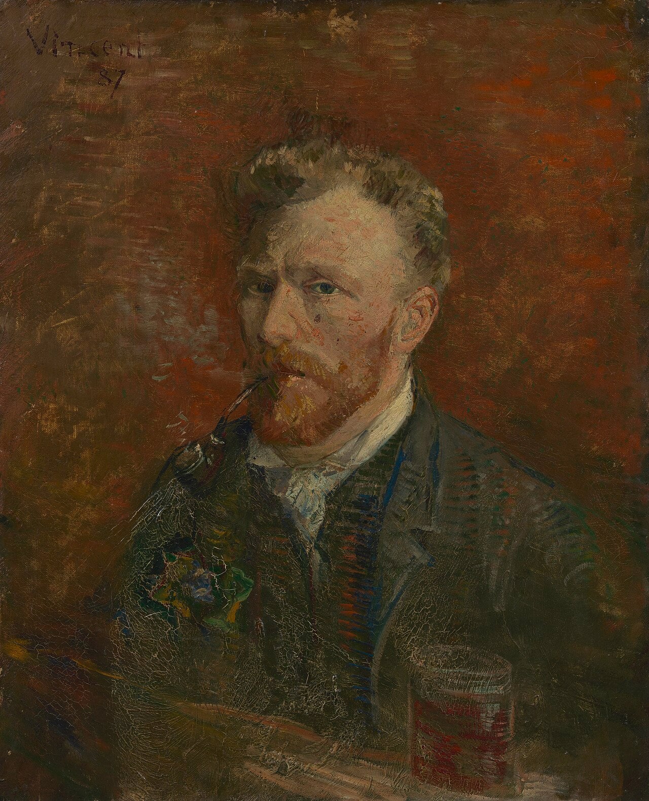 🍺 Självporträtt med pipa och glas – Vincent van Gogh (1887)