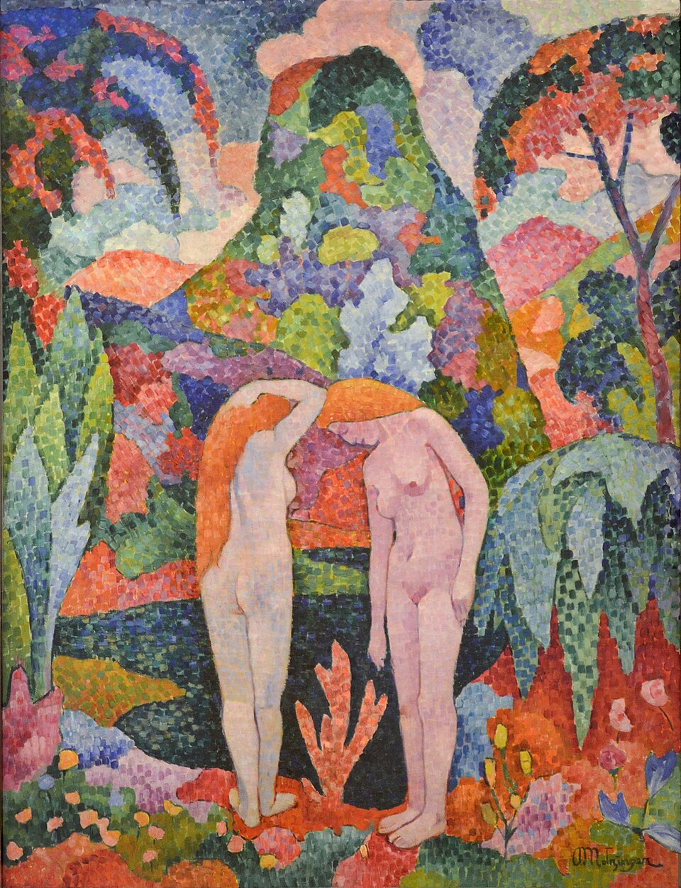 Badande, Två nakna i en exotisk trädgård – Jean Metzinger