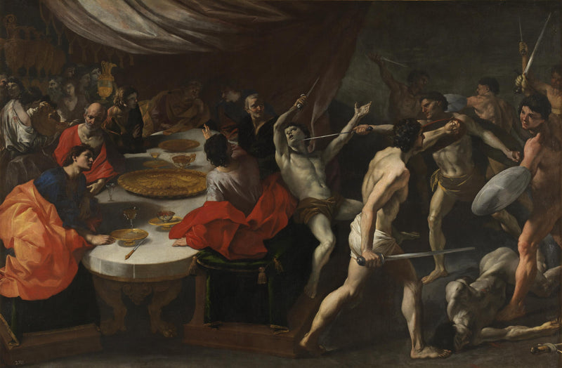 Gladiatorer vid en bankett - Giovanni Lanfranco