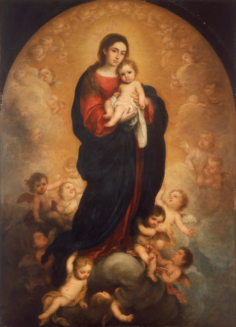 Jungfru med barnet i härlighet - Bartolomé Esteban Murillo