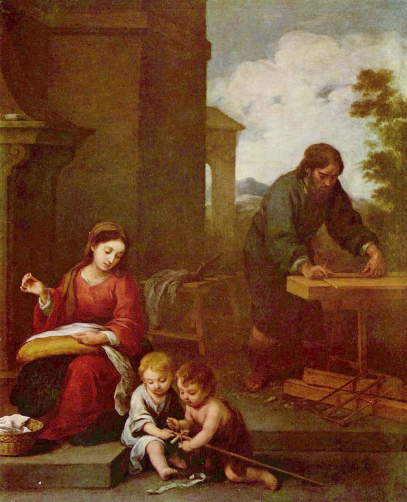 Heliga familjen med Johannes Döparen - Bartolomé Esteban Murillo