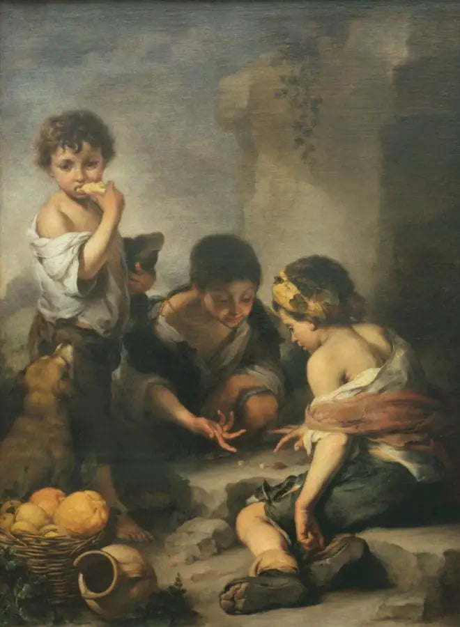 Ung pojke som spelar tärning - Bartolomé Esteban Murillo