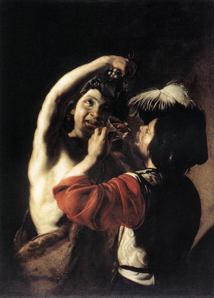 Bacchus et un buveur. - Bartolomeo Manfredi