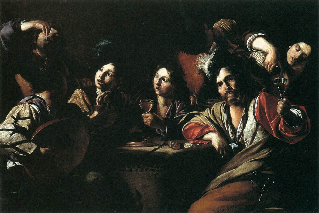 Scène de taverne avec un joueur de luth - Bartolomeo Manfredi