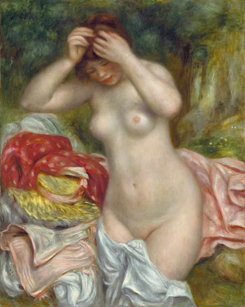 Badande kvinna som ordnar sitt hår - Pierre-Auguste Renoir