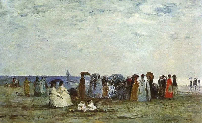 Badare på stranden i Trouville - Eugène Boudin