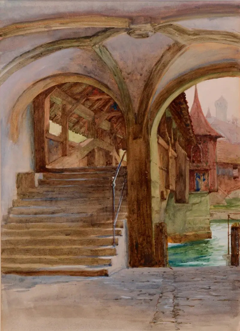 Pont de la Chapelle vid Vierwaldstättesjön - Frank Bernard Dicksee