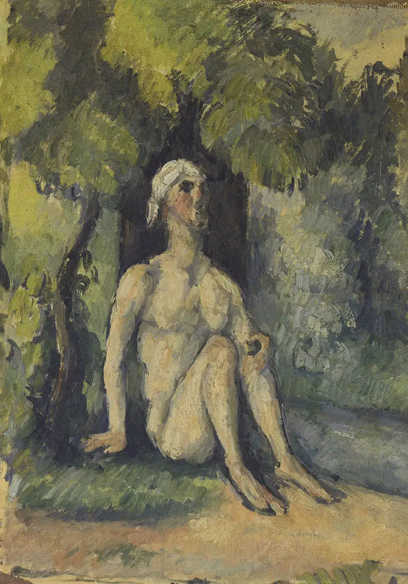 Badare sittande vid vattenbrynet - Paul Cézanne