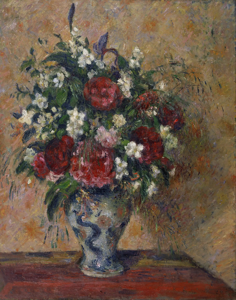 Blomsterbukett: pioner och syren - Camille Pissarro