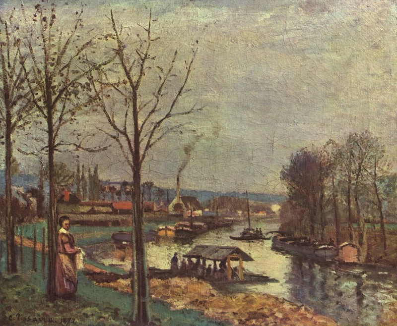 La Seine vid Port-Marly, tvättstugan - Camille Pissarro