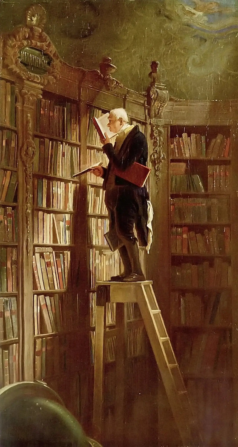 Bibliotekarien, detalj - Carl Spitzweg