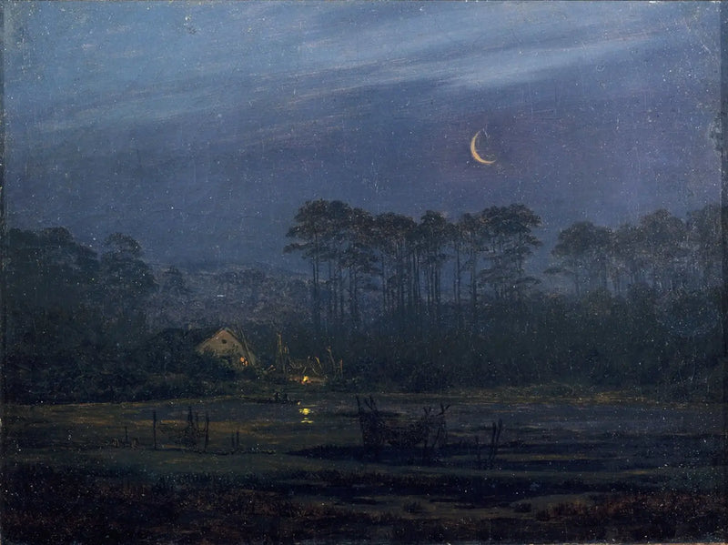 Kväll vid flodstranden - Caspar David Friedrich
