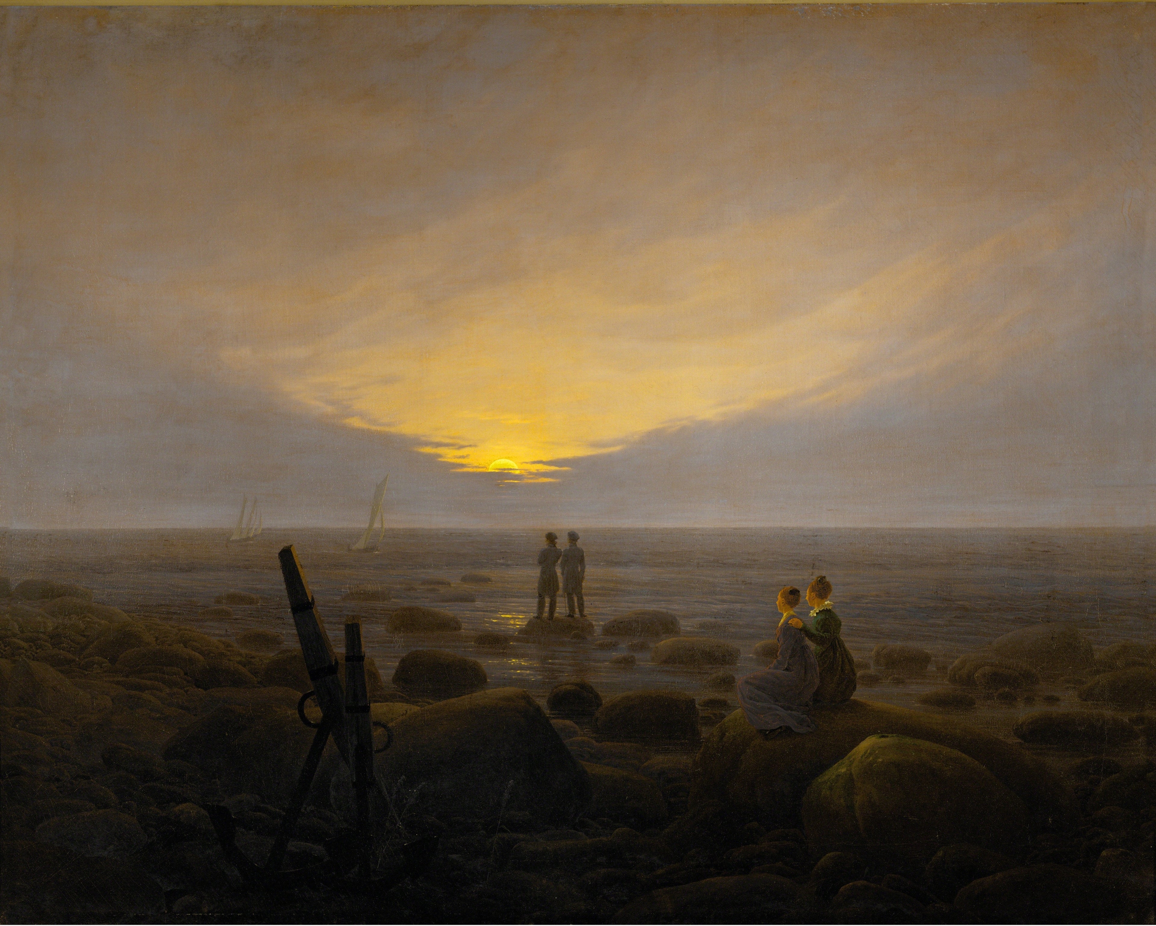 Reproduction du tableau « Lever de lune sur la mer - Caspar David Friedrich » par Alpha Reproduction en peinture à l’huile